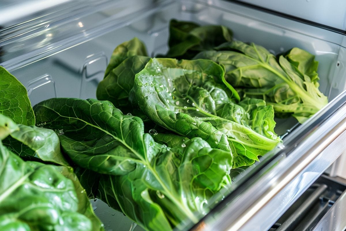How to store green leafy vegetables: Wrap them in a damp cloth and place them in the refrigerator's vegetable drawer.
