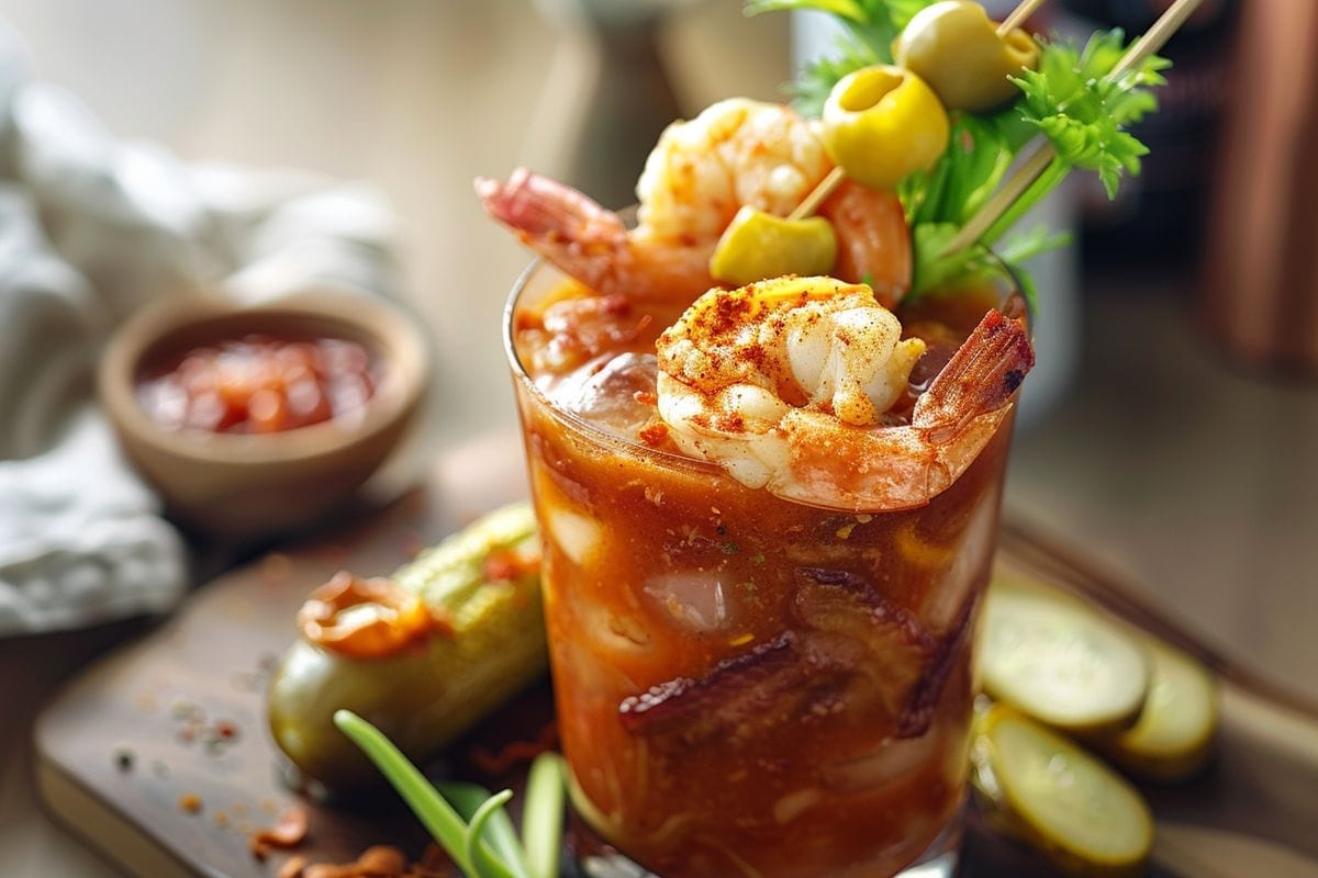Personalized touches like shrimp, bacon, pickles can elevate your Bloody Mary.