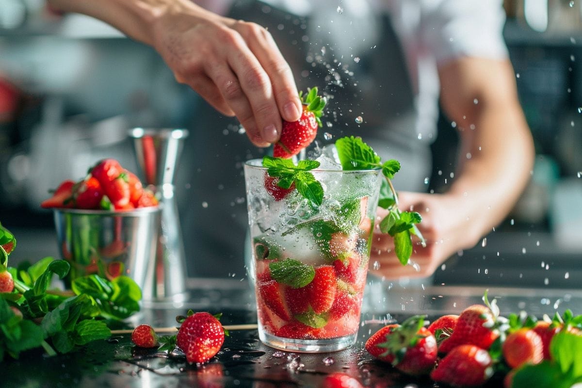 Mojito à la fraise : une version fruitée du cocktail classique