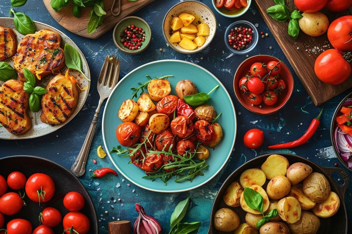 Different cooking methods for potatoes showcased in vibrant food photos