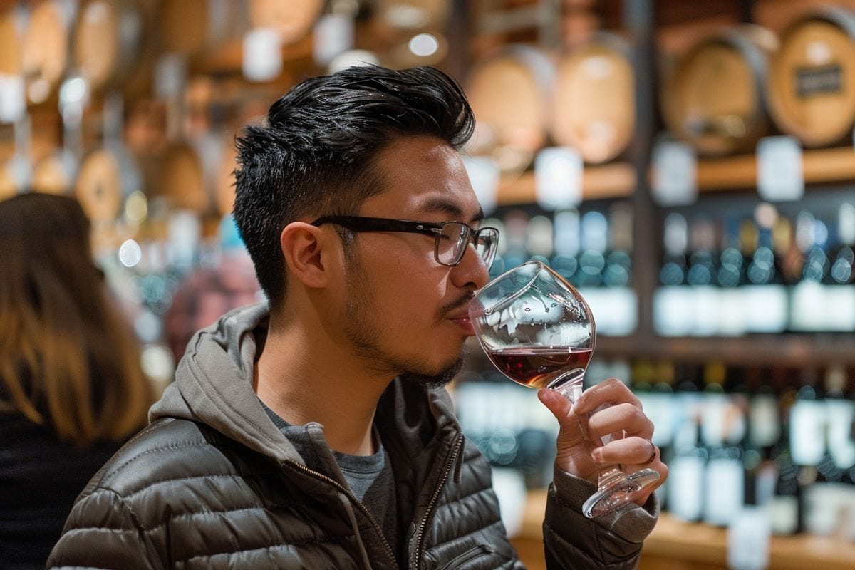Taking a sip to experience initial flavors and detecting secondary notes