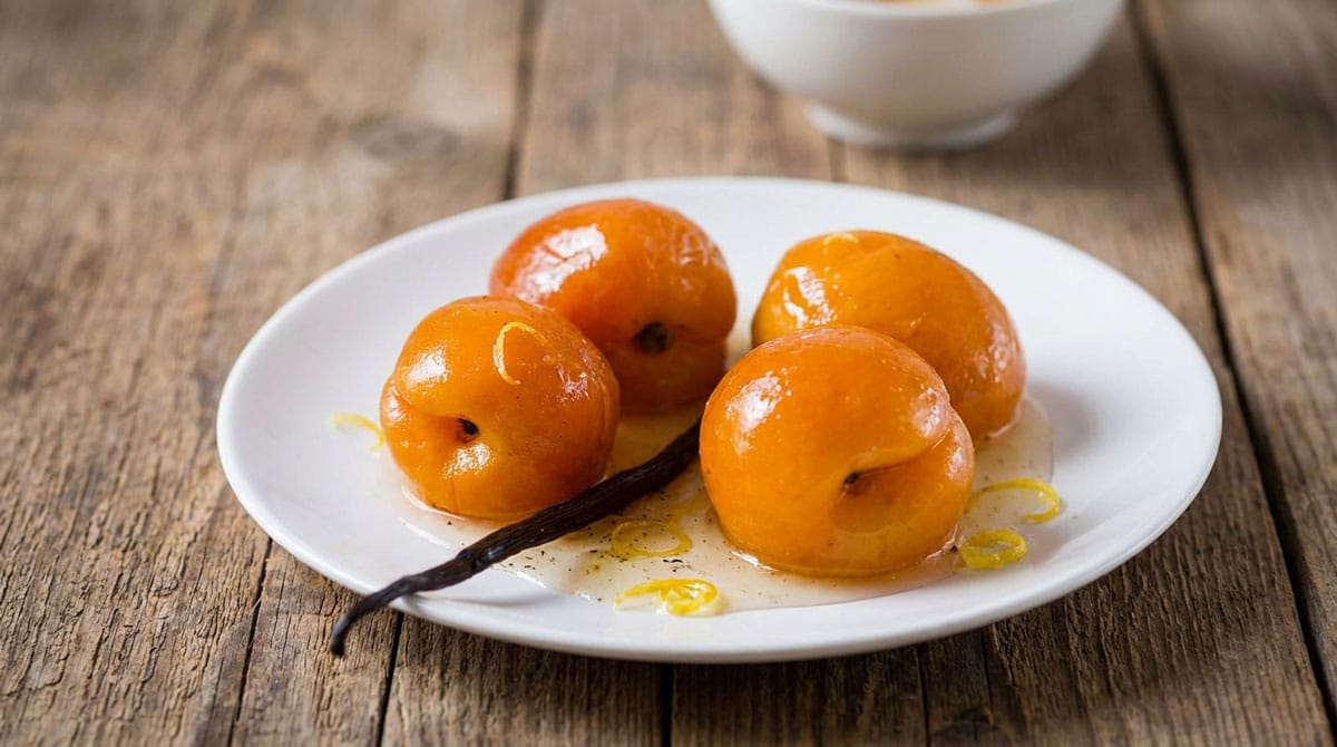 Abricots pochés à la vanille