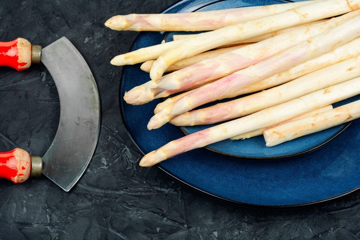 Asperges blanches crues.