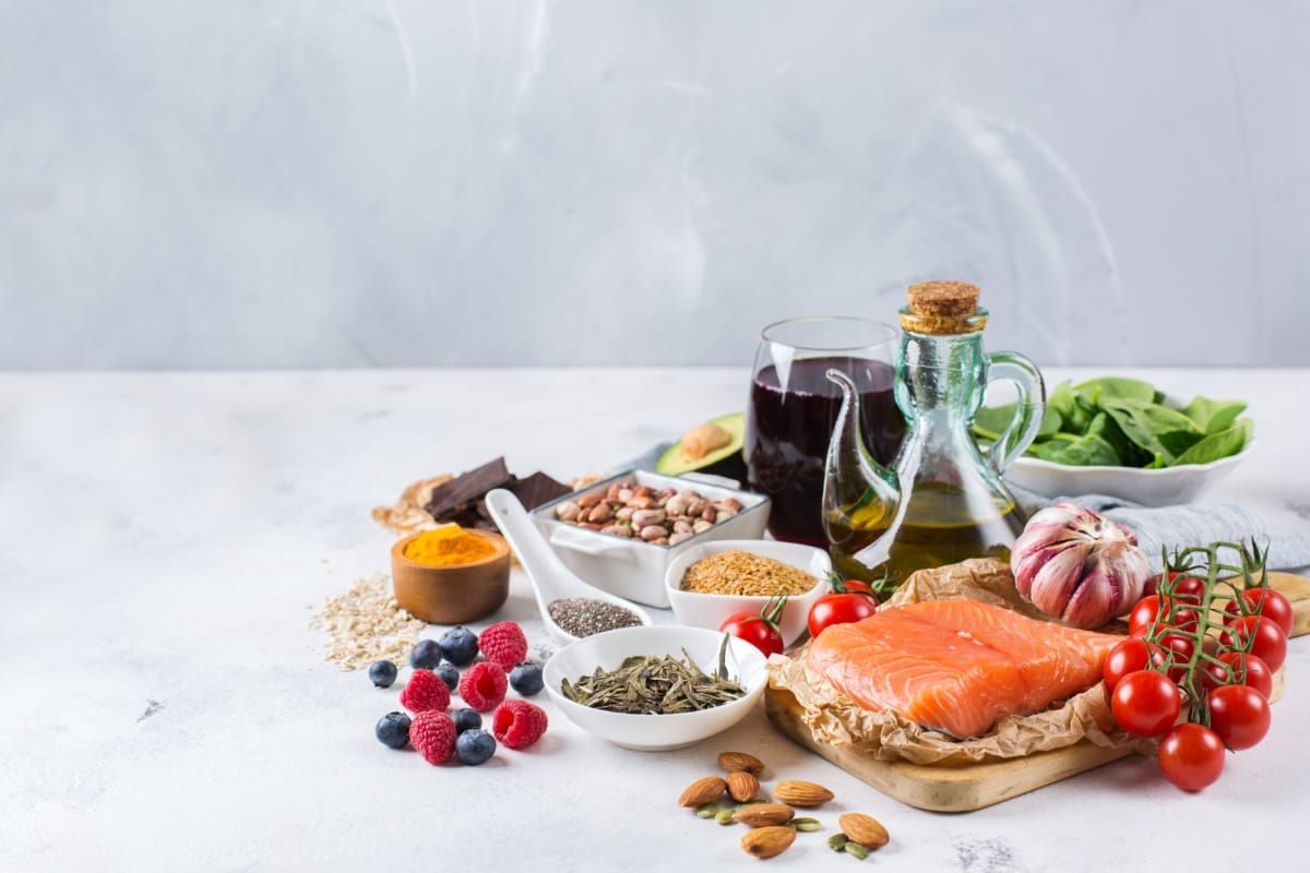Assortment of healthy food low cholesterol