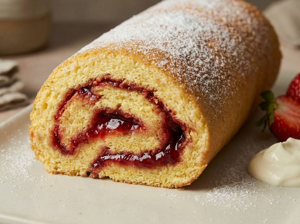 Biscuit roulé à la confiture de fraises
