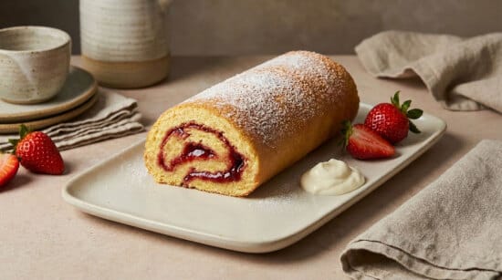 Biscuit roulé à la confiture de fraises