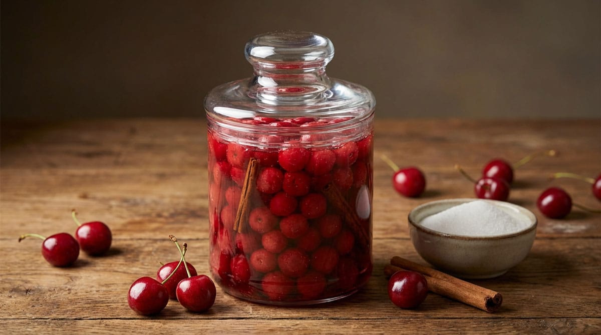 Bocal de cerises au sucre