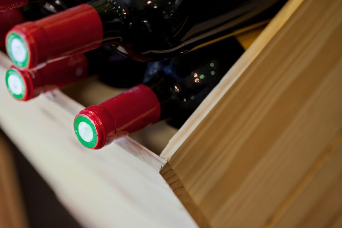 Wooden wine box in a cellar