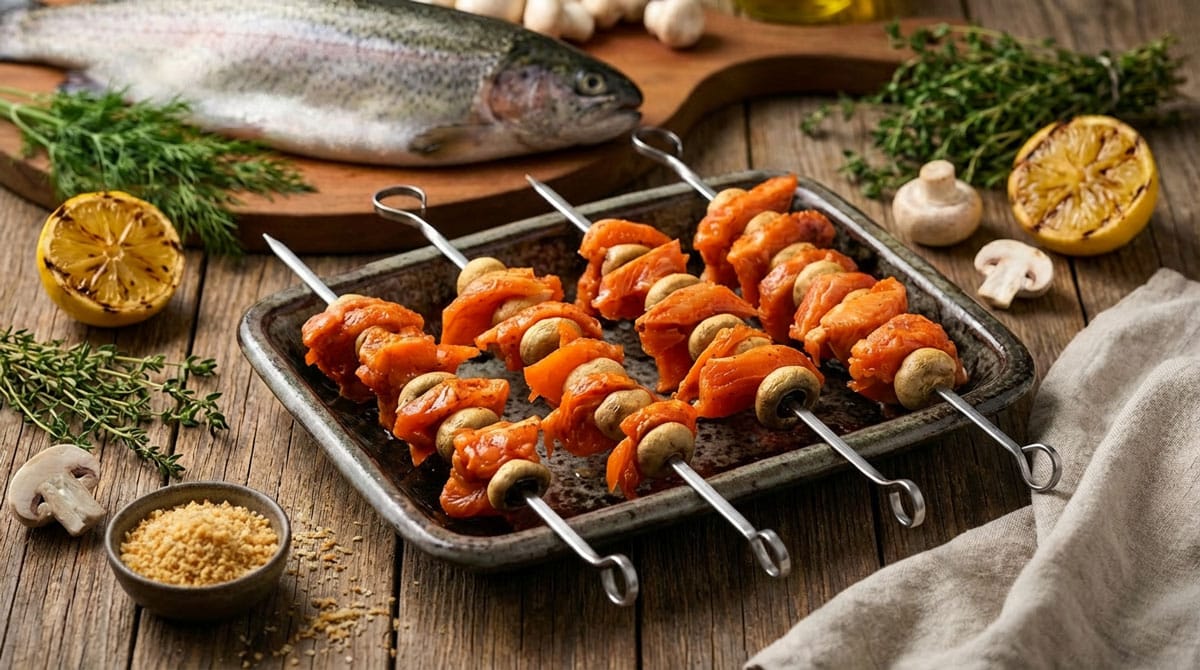 Brochettes de truite saumonée