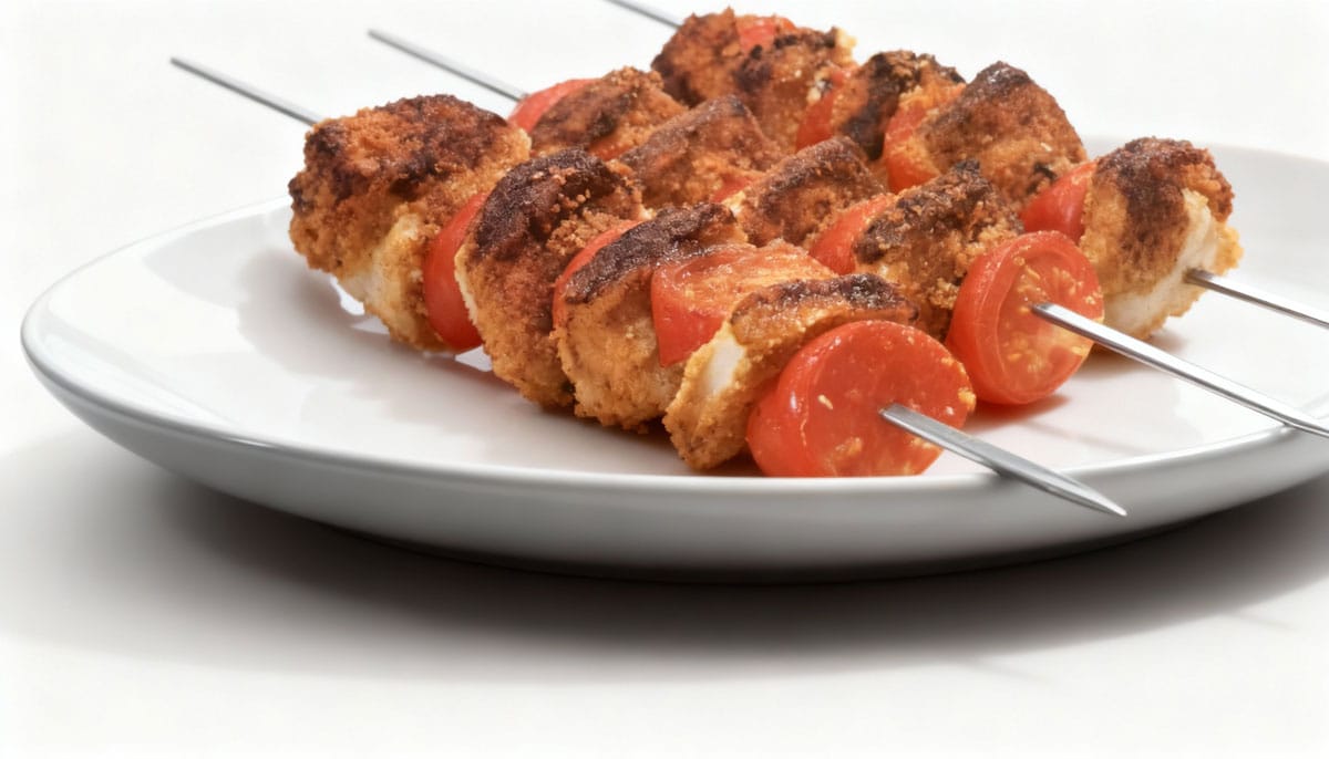 Brochettes de filets de poisson panés