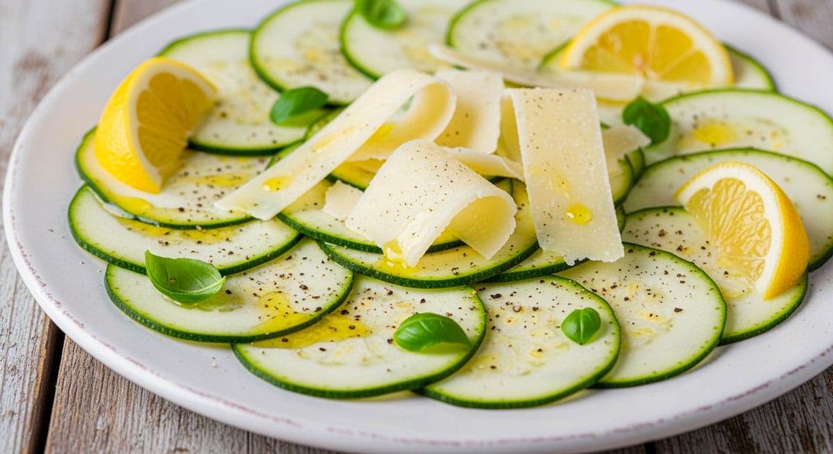 Carpaccio de courgettes au citron et parmesan