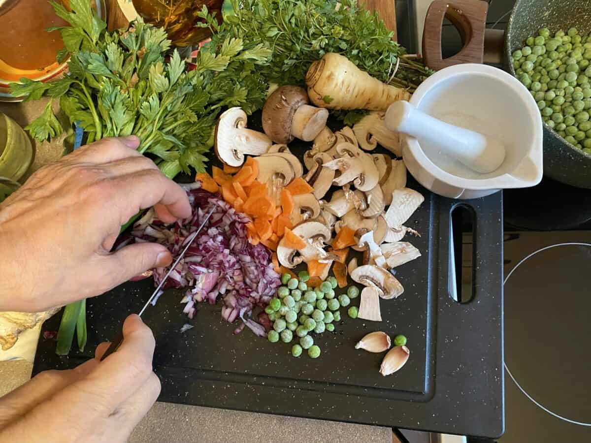 Chopping vegetables for cooking