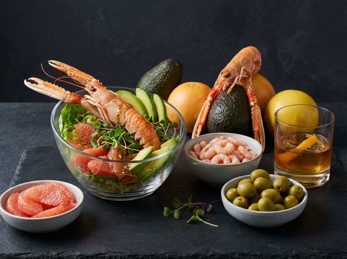 Cocktail de langoustines et de pamplemousses au rhum