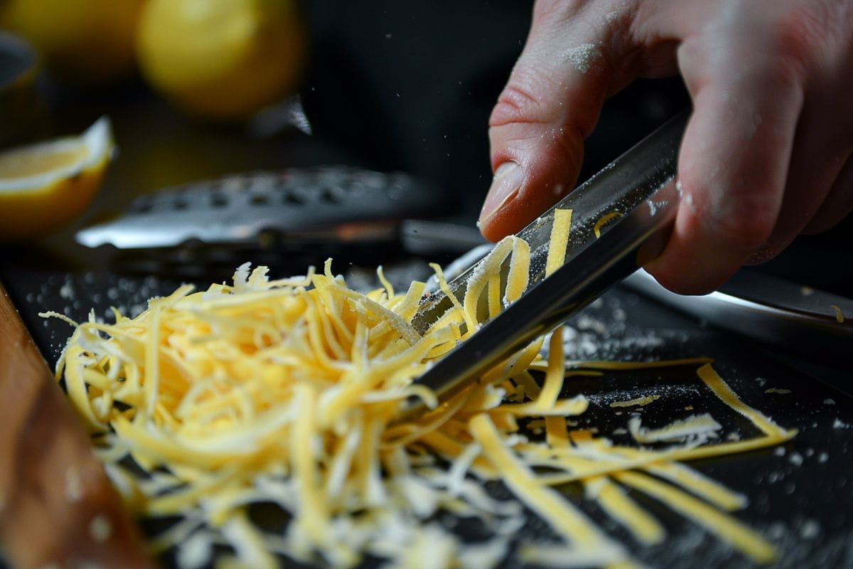 Moving the utensil in long strips to achieve perfect zest.