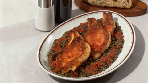 Côtes de porc aux lentilles