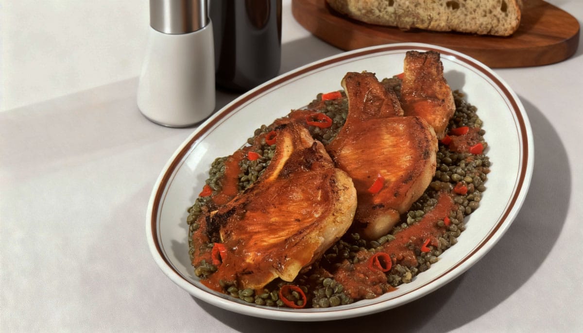 Côtes de porc aux lentilles