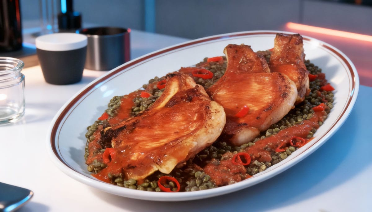 Côtes de porc aux lentilles
