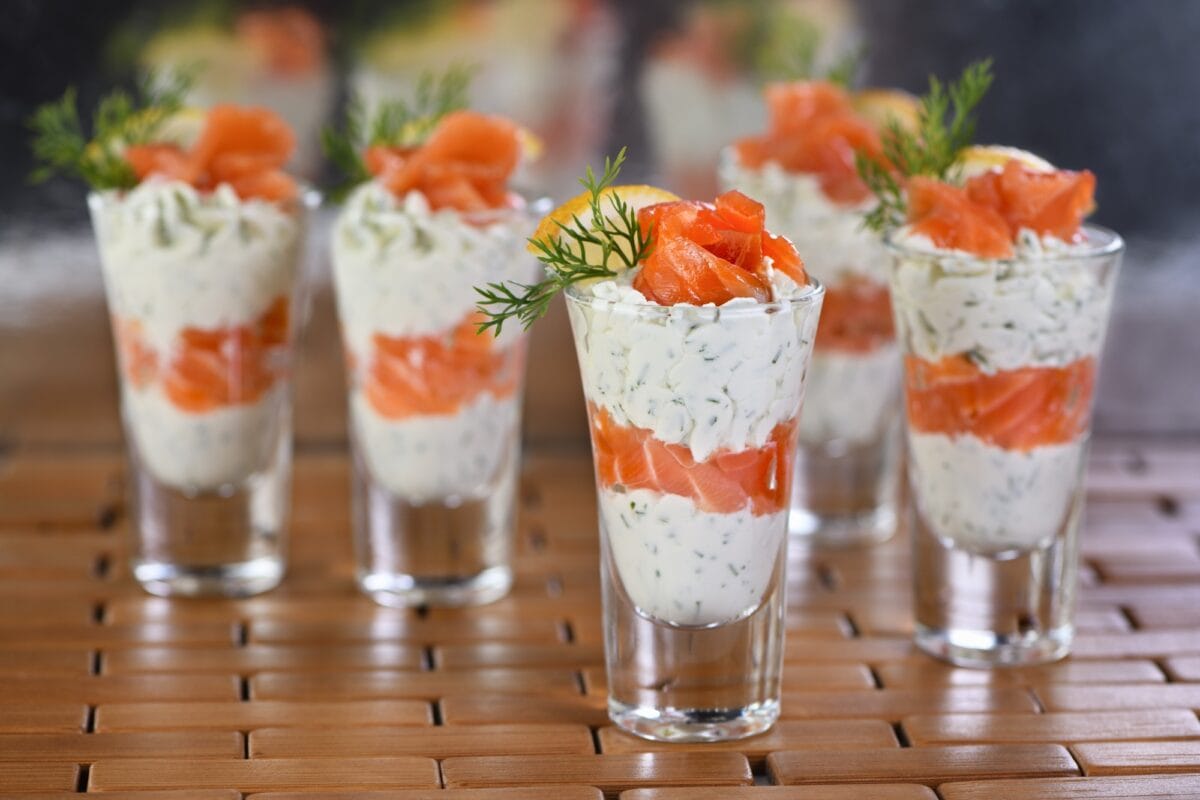 Crème de fromage à pâte molle Verrine et saumon