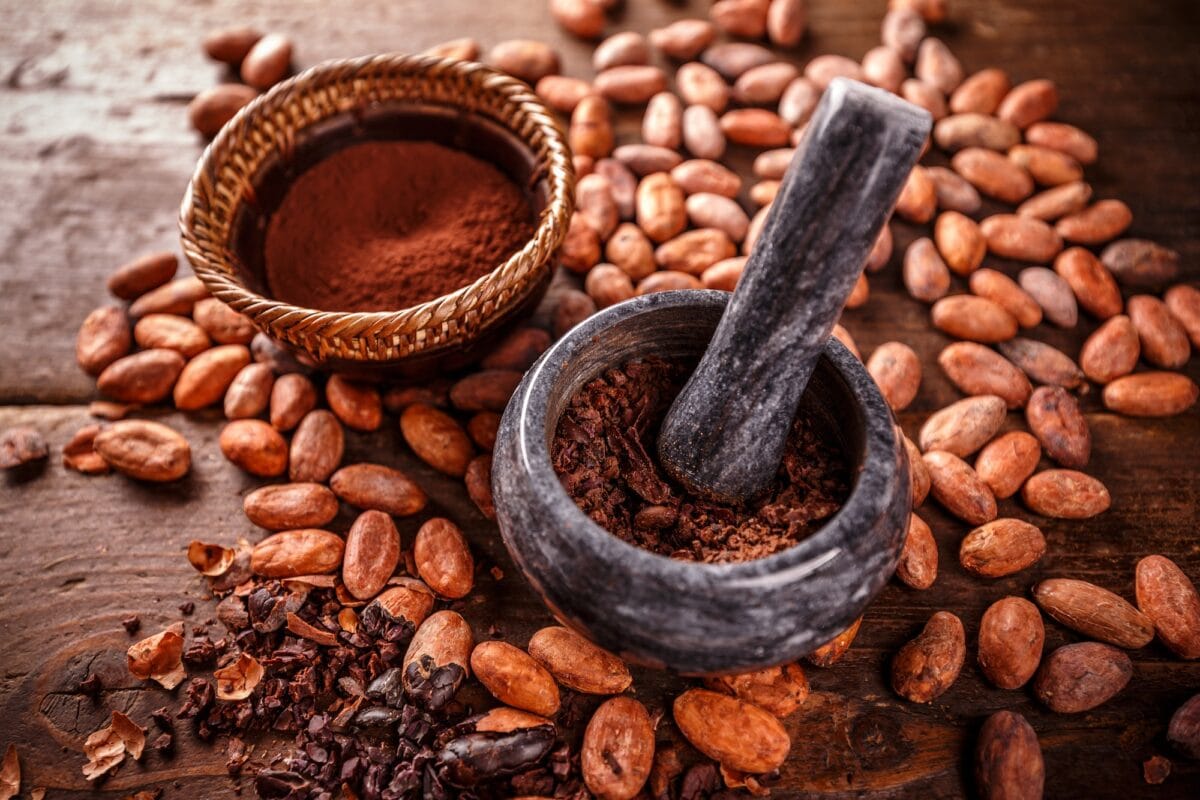 Crushed cacao beans
