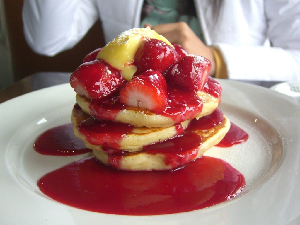 Dessert à base de coulis de fraises