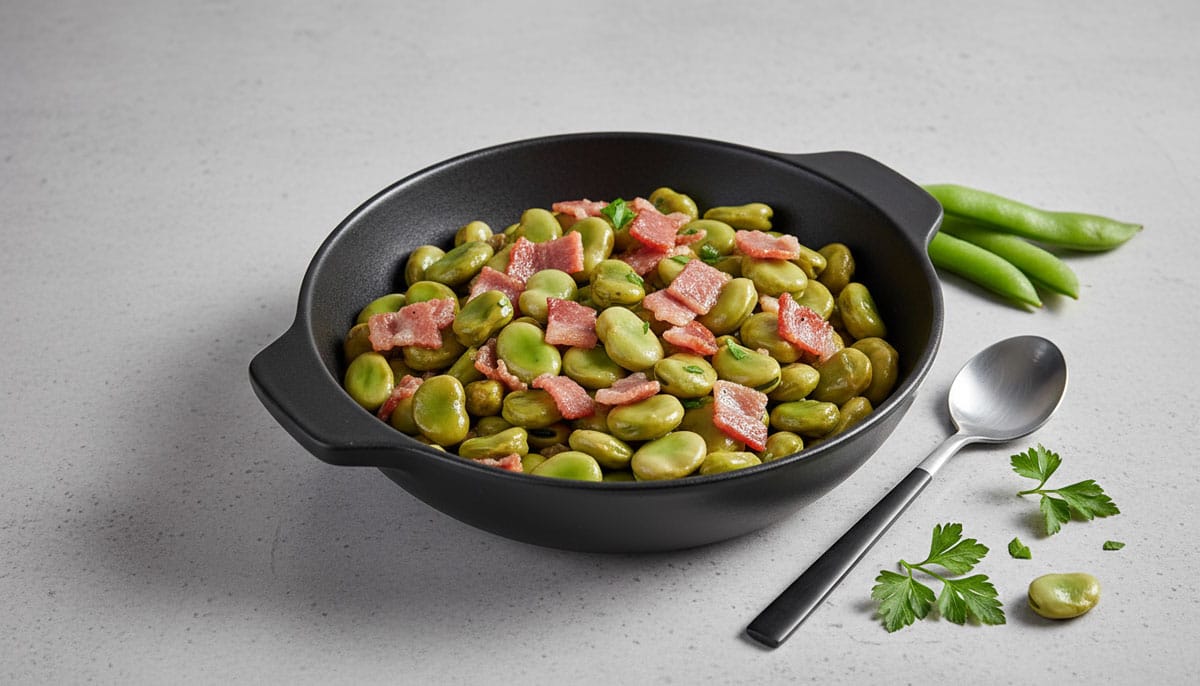 Fèves fraîches au jambon