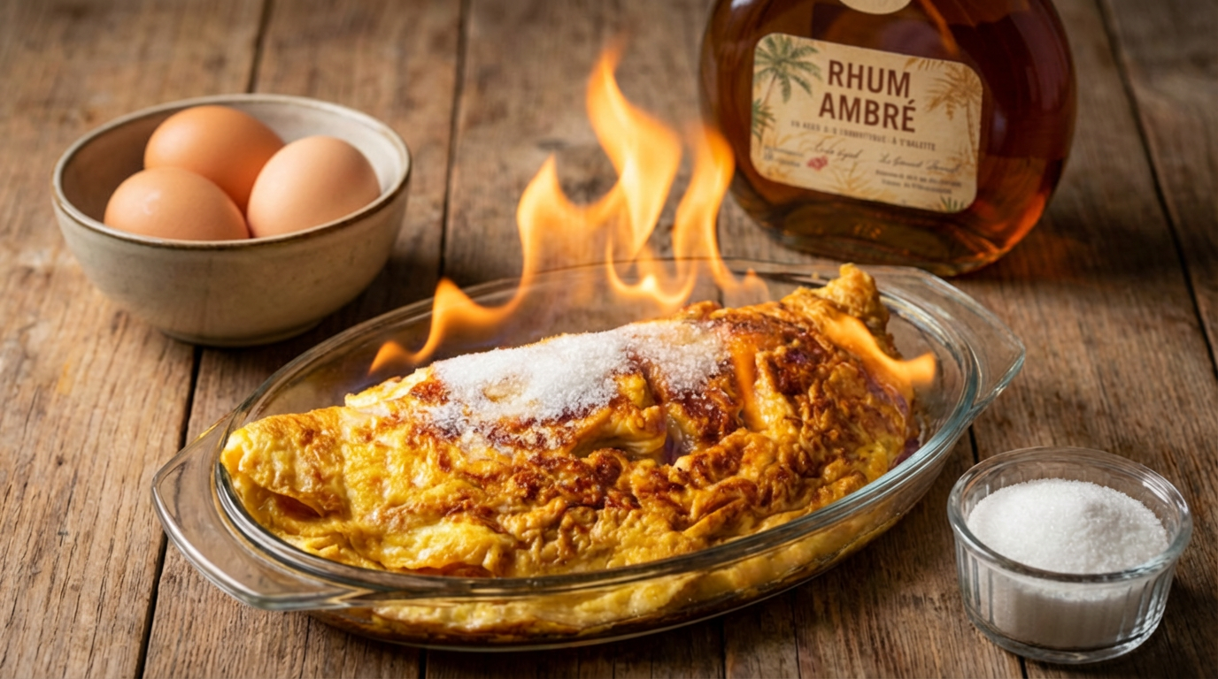 Omelette flambée : recette en 20 minutes