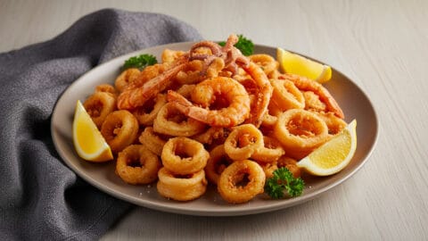Friture de calamars et de langoustines