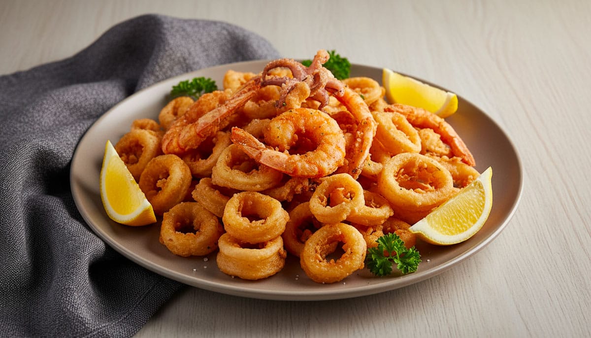 Friture de calamars et de langoustines