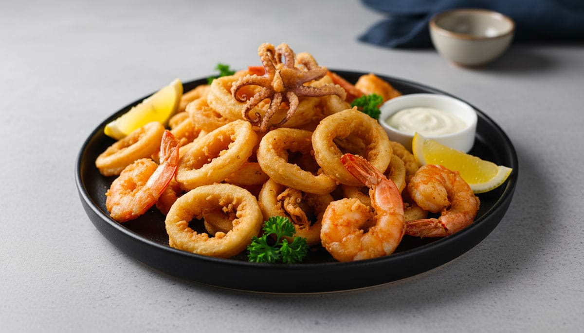 Friture de calamars et de langoustines