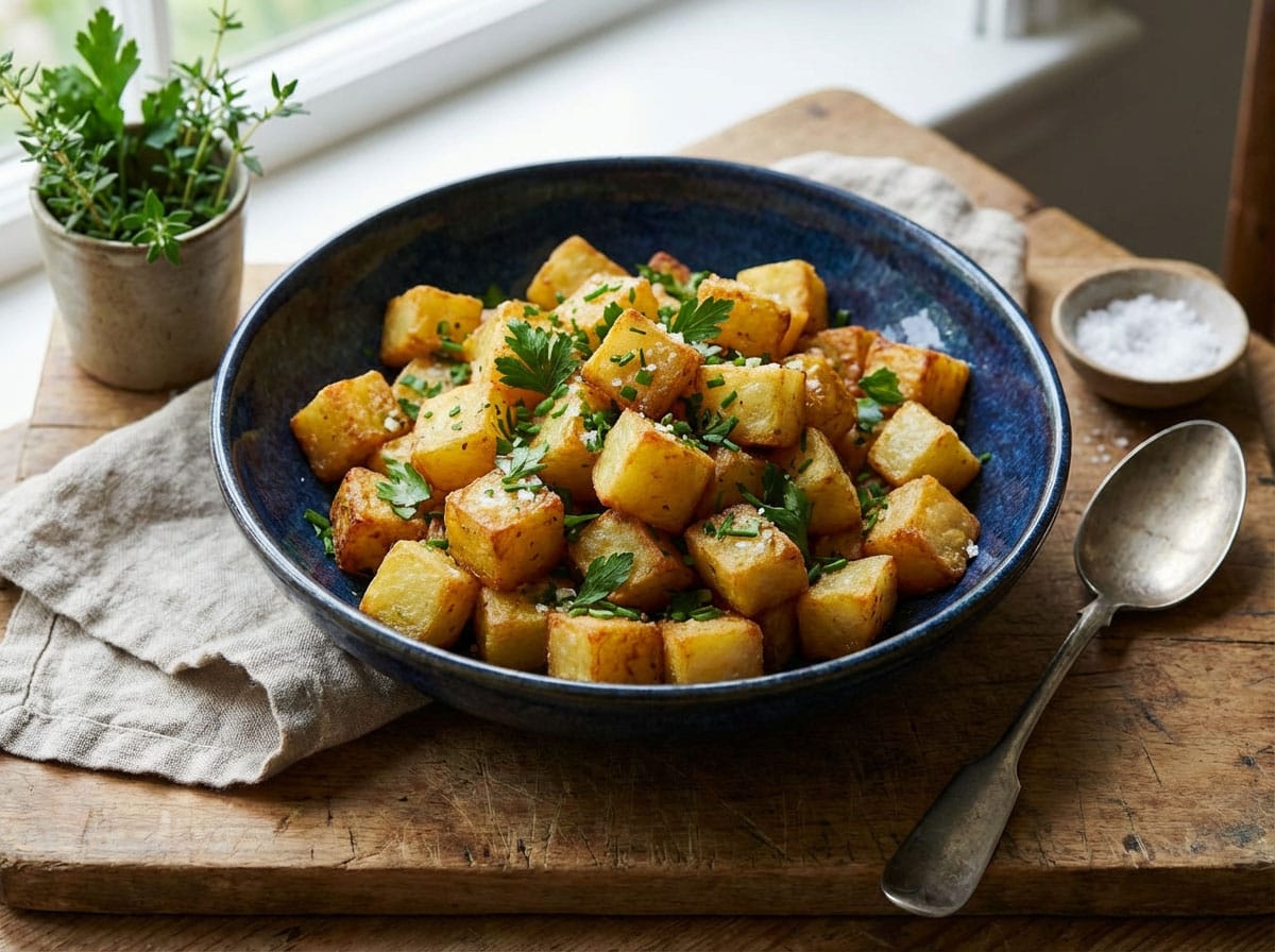 Garniture parmentier : cubes dorés, croustillants et fondants
