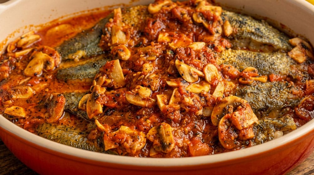 Gratin de merlans aux champignons