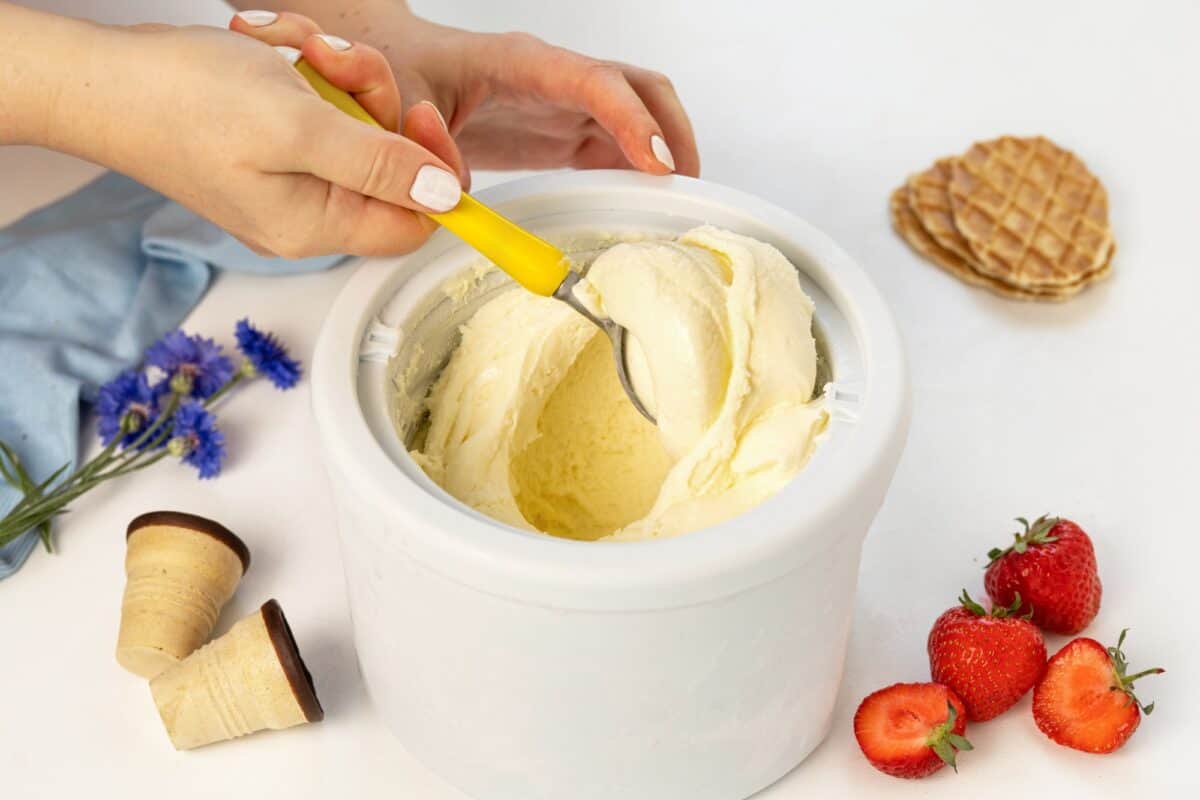 Homemade vanilla ice cream