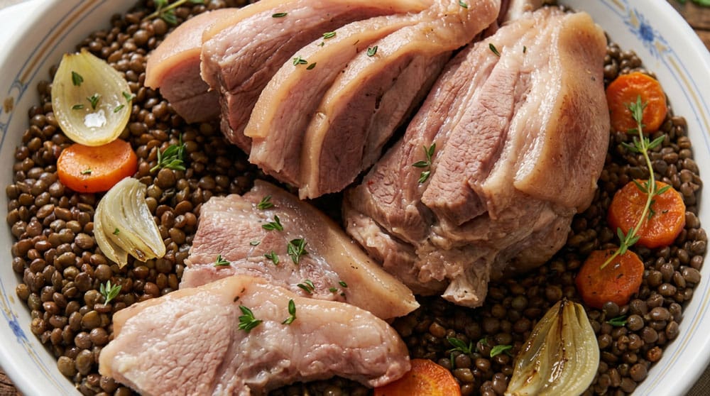 Jambonneau aux lentilles