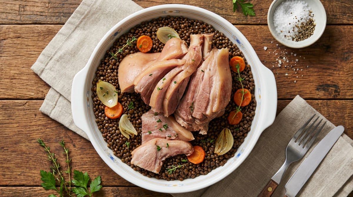 Jambonneau aux lentilles