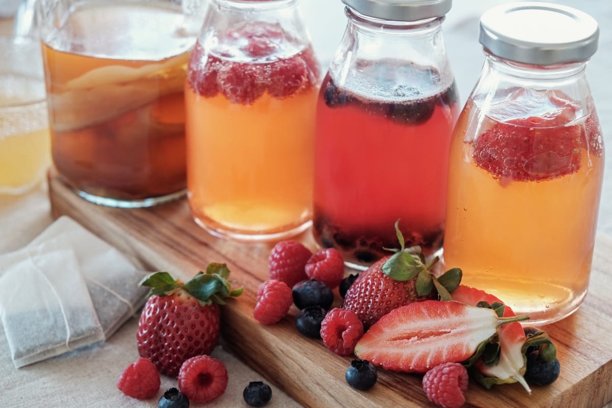 Kombucha deuxième thé aux fruits fermentés, Aliments probiotiques