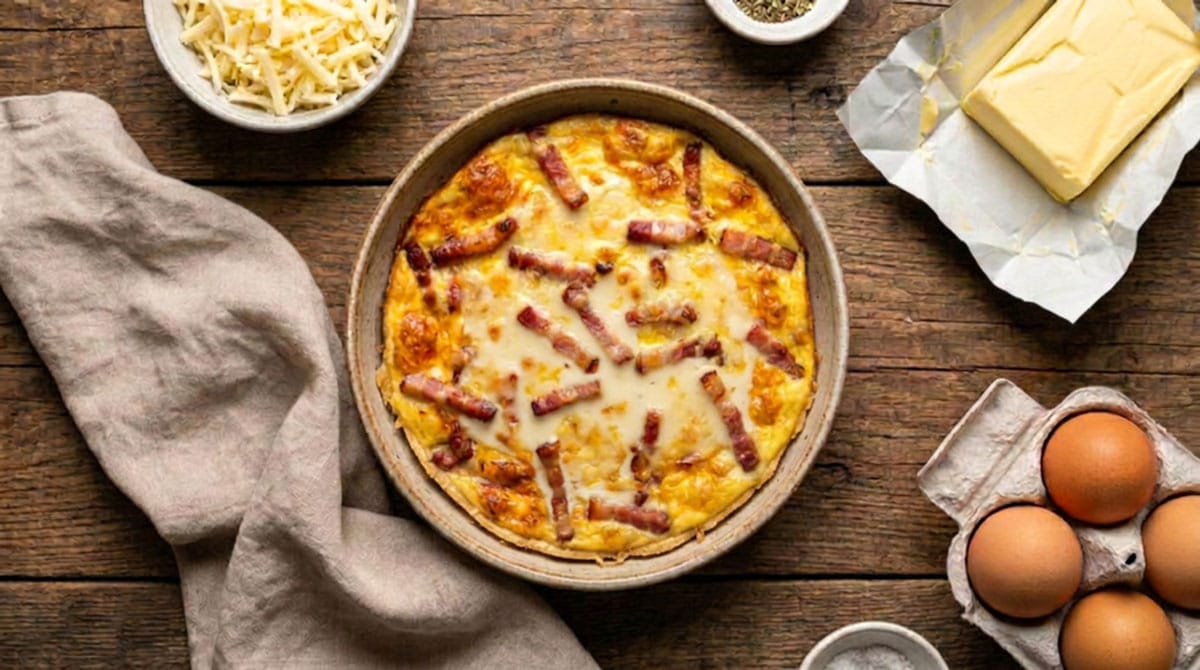 Omelette au lard gratinée