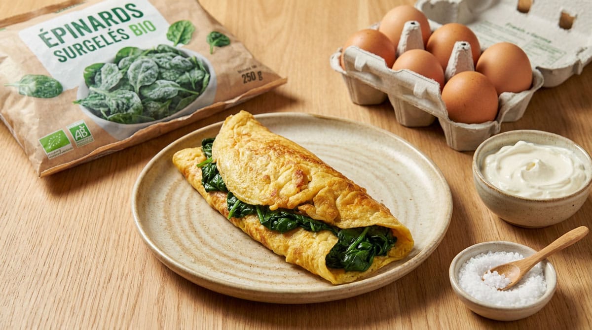 Omelette aux épinards