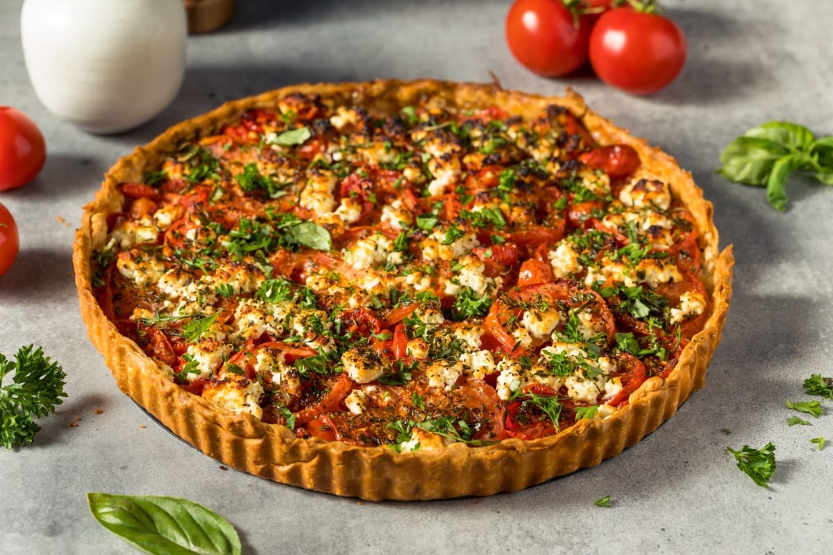 Pâte à tarte maison saine aux tomates et à la feta