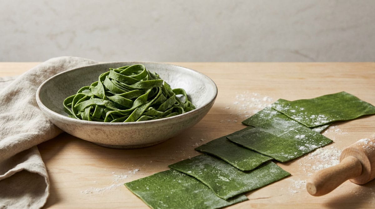 Pâtes fraîches vertes aux épinards maison