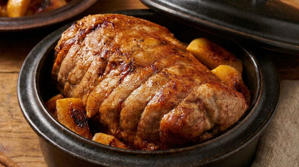 Rôti de porc aux pommes et à la cannelle