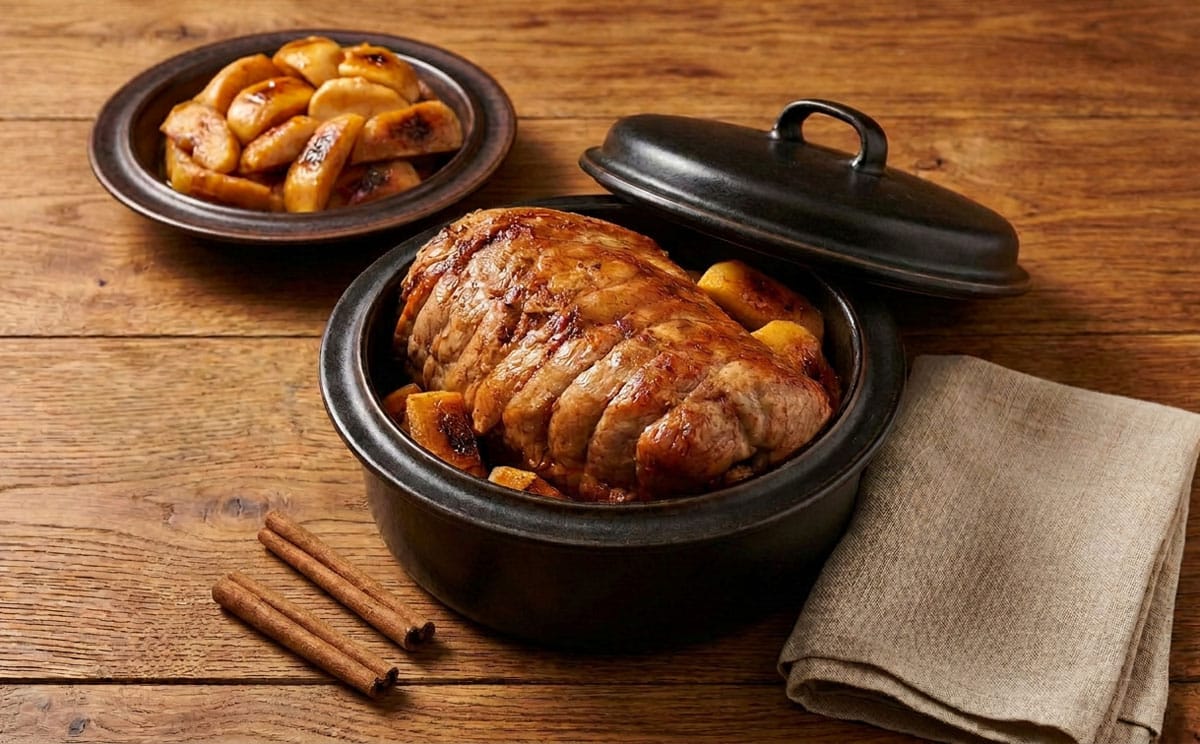 Rôti de porc aux pommes et à la cannelle