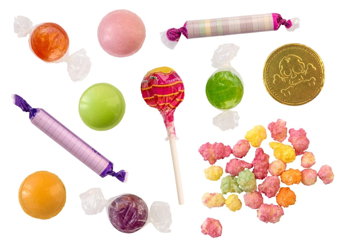 Sélection de bonbons isolés