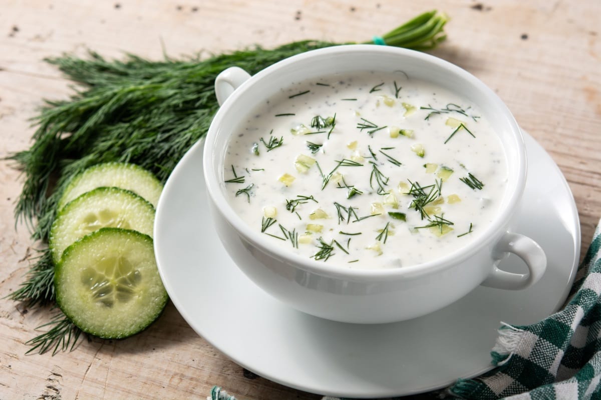 Soupe bulgare au lait aigre de tarator dans un bol