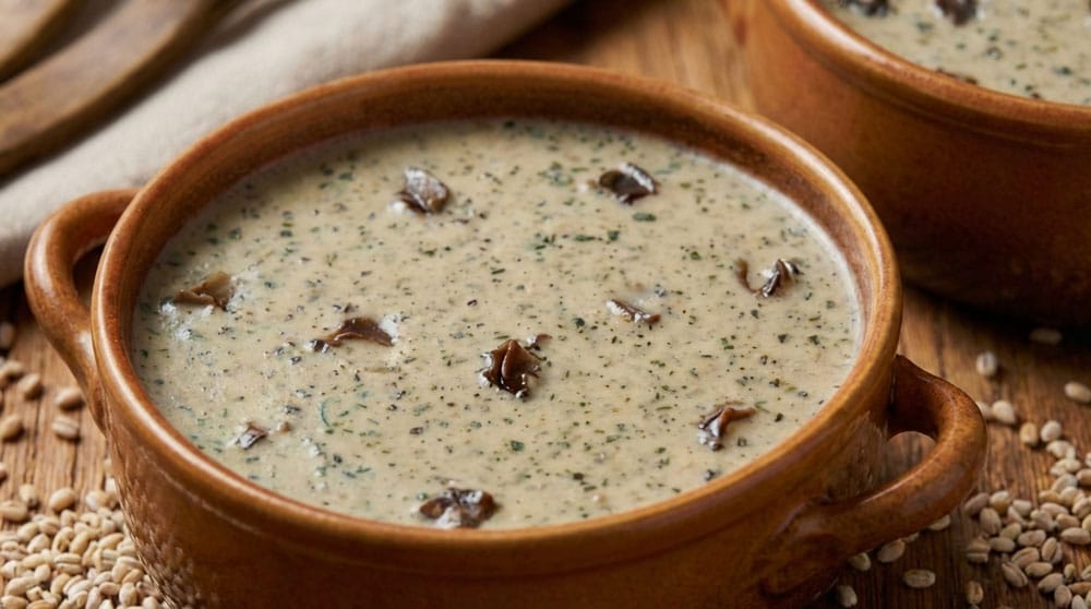 Soupe d'orge et de champignons