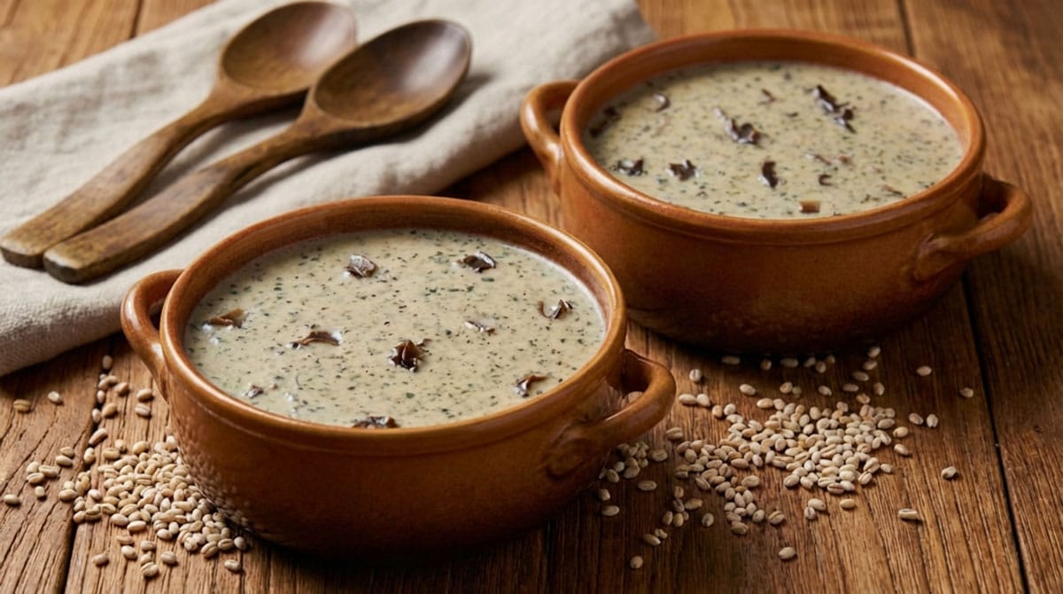 Soupe d'orge et de champignons
