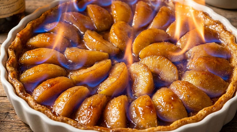 Tarte chaude flambée au calvados