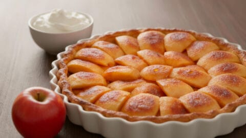 Tarte chaude flambée au calvados