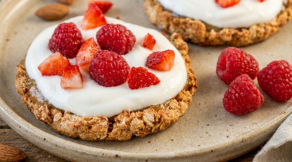 Tartelettes à la confiture de rhubarbe et au yaourt de chèvre