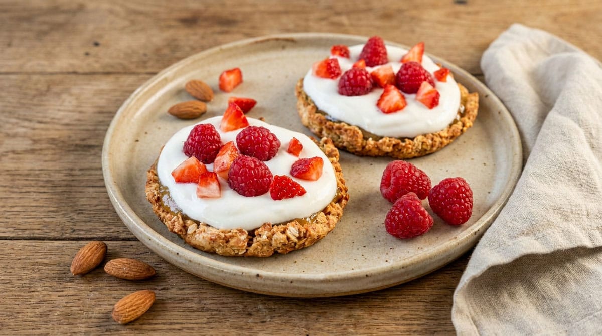 Tartelettes à la confiture de rhubarbe et au yaourt de chèvre