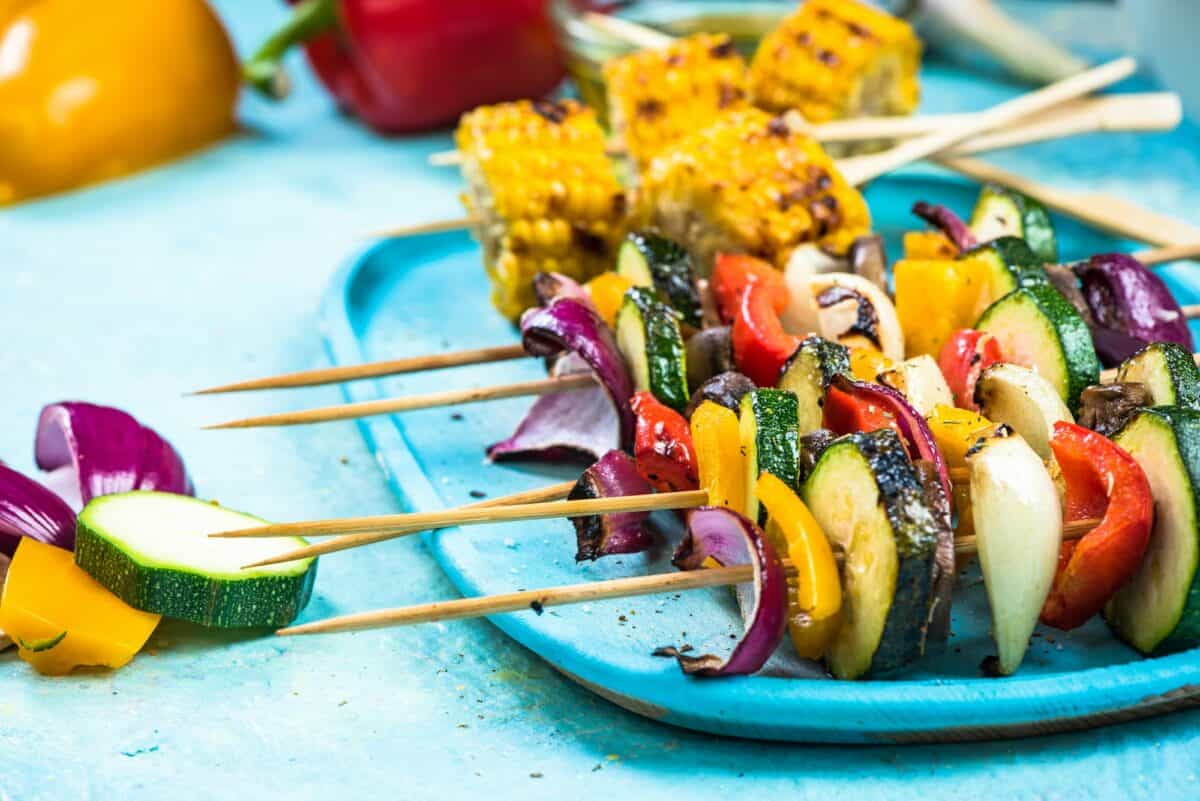 Vibrant vegetable skewers for barbecue